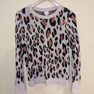 Leopard print crewneck sweater